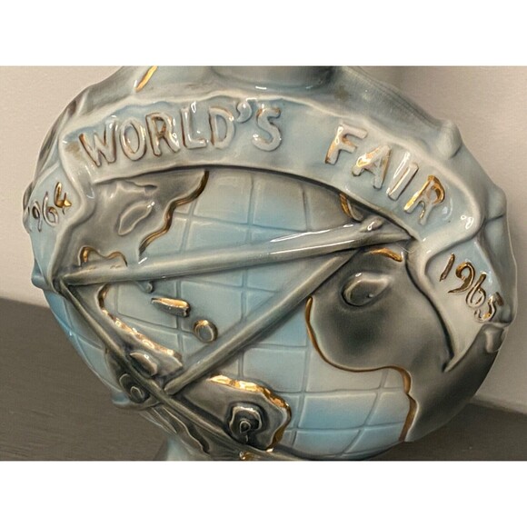 VTG Jim Beam 1964-1965 World's Fair Decanter Bottle Earth Orbit Planet Gold Blue - Picture 3 of 8